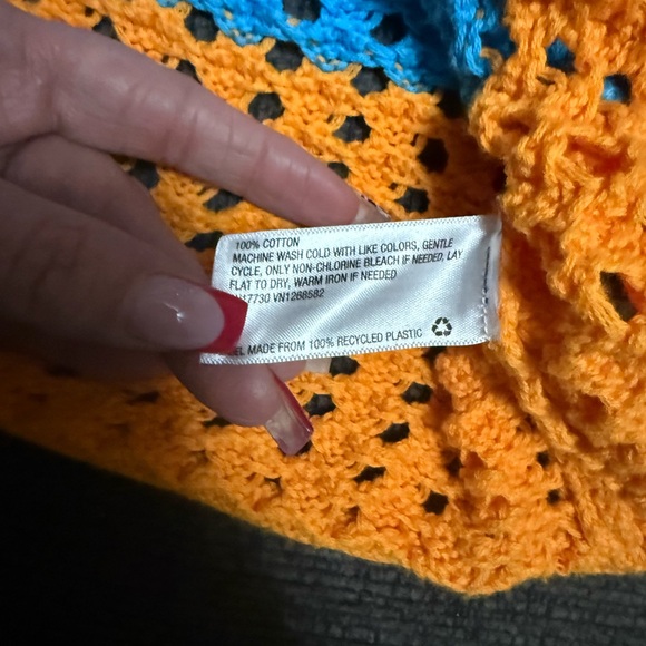 🌈 Y2K Colorblock Crochet Sweater Wild Fable M | Festival Knit Top - Picture 4 of 12